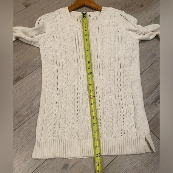 Talbots Women’s Pointelle Cable Knit Cotton Chunky Sweater Ivory WM’s Small NWOT - Picture 7 of 14
